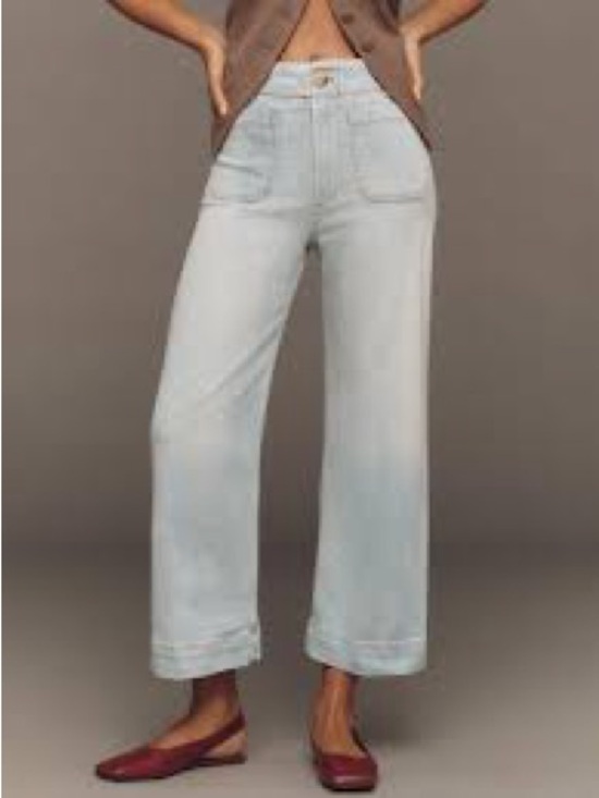 Anthropologie Denim - NEW Anthropologie Maeve Colette High-Rise Wide-Leg Cropped Jeans Lightwash Sz 30